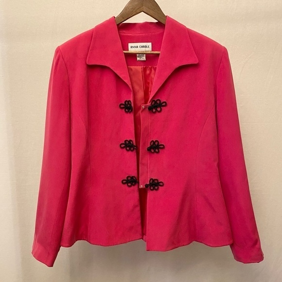 Anna Carole Sz 14 Silk 100% Blazer Shoulder Pads Hot Pink Barbiecore Barbie - Picture 4 of 10